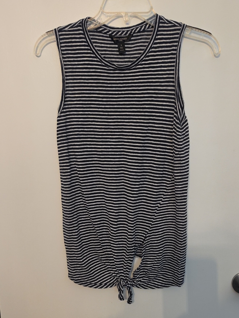 Banana Republic Navy & White Striped Tie-Front Tank